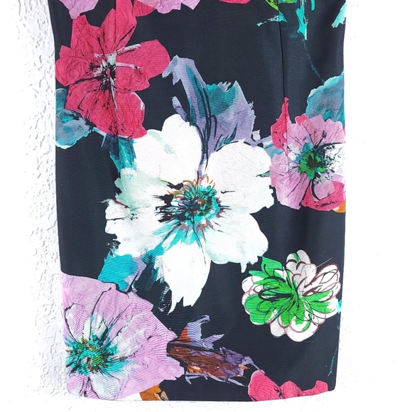 MILLY Black Floral Mini Sheath Cocktail Dress - Picture 5 of 15